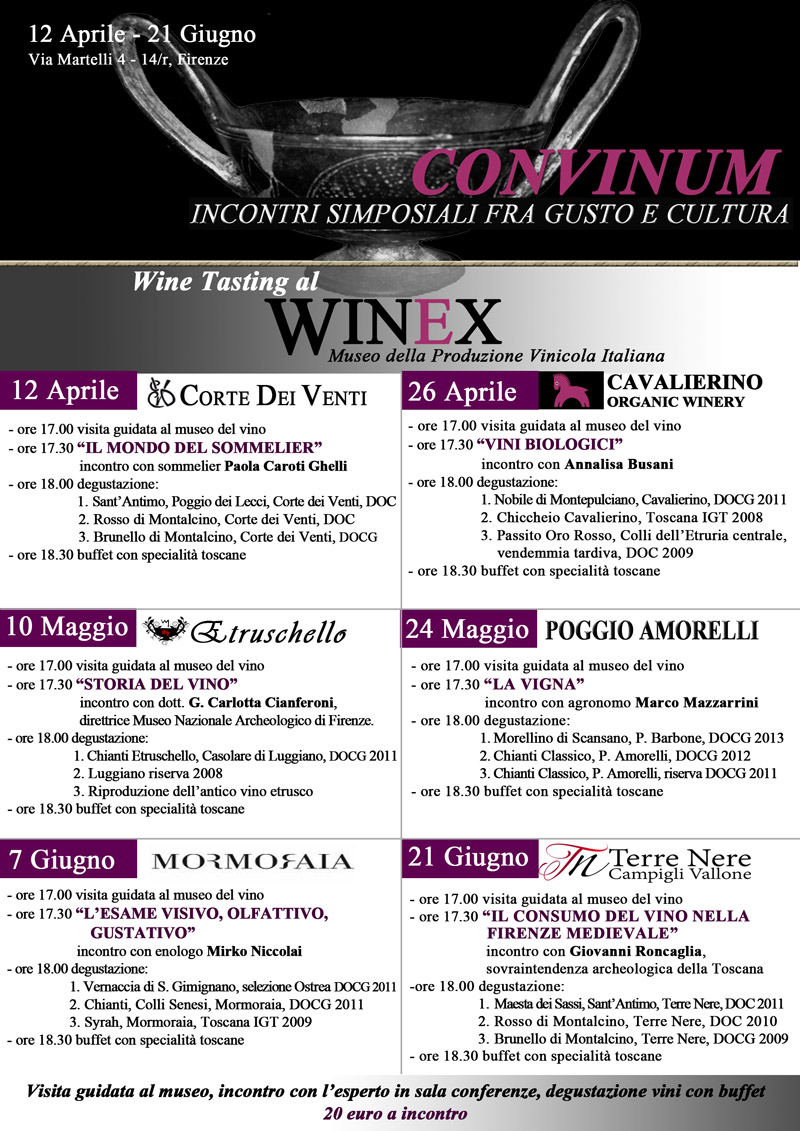 Museo del Vino, Winex, Firenze, i'Daviddino, cucina etrusca